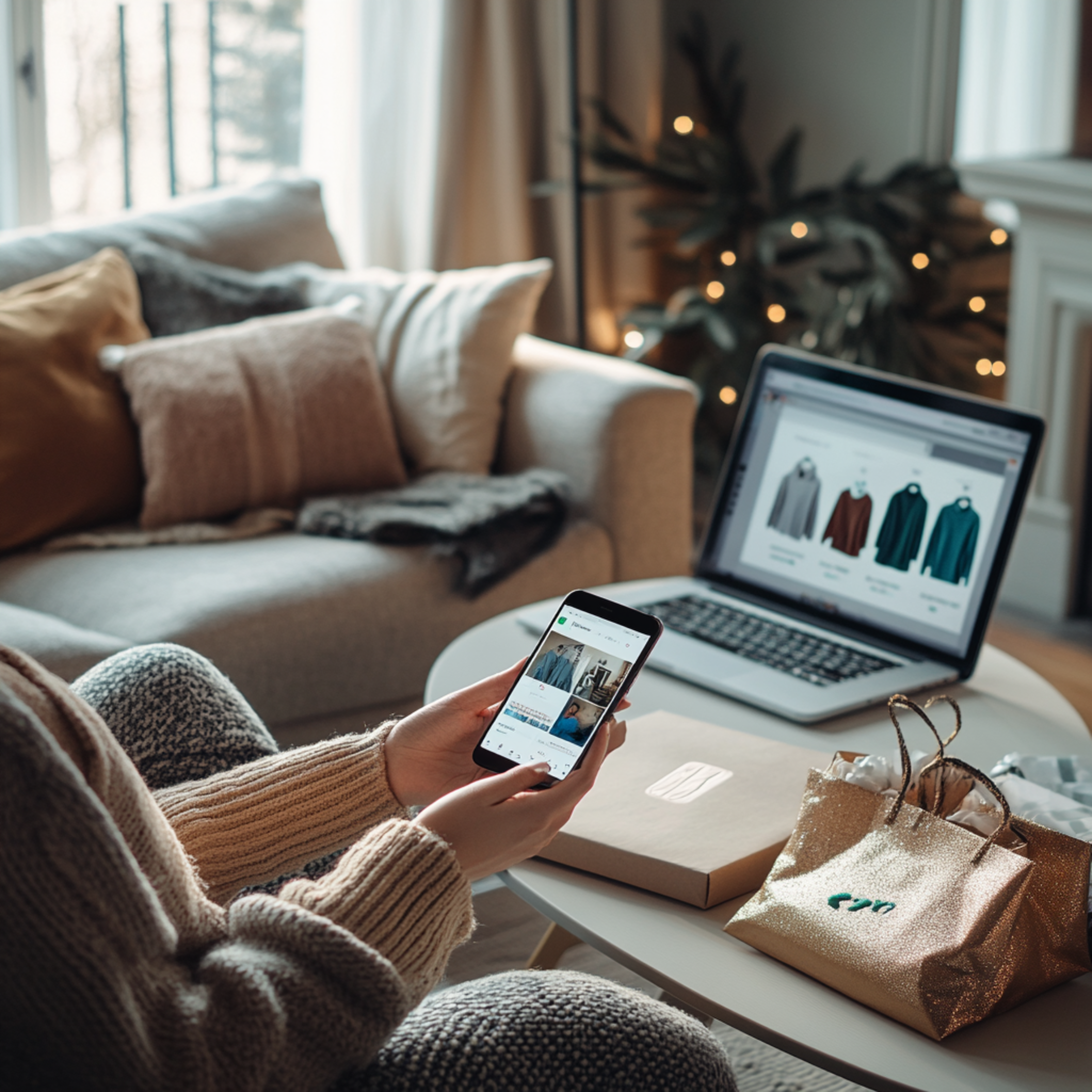 Person preparing for holiday shopping on a laptop